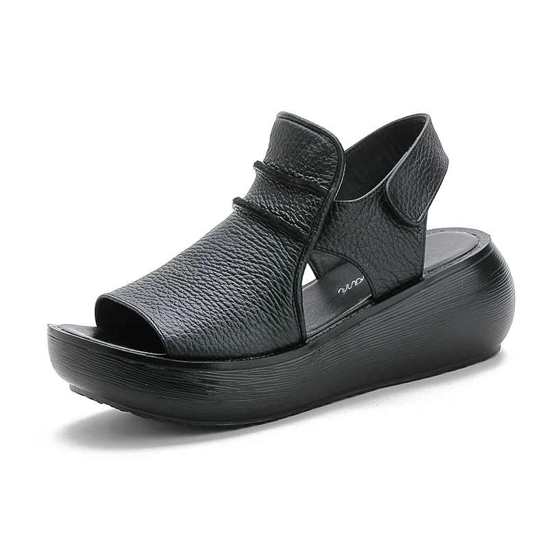 platform sandals color black size 5 for women