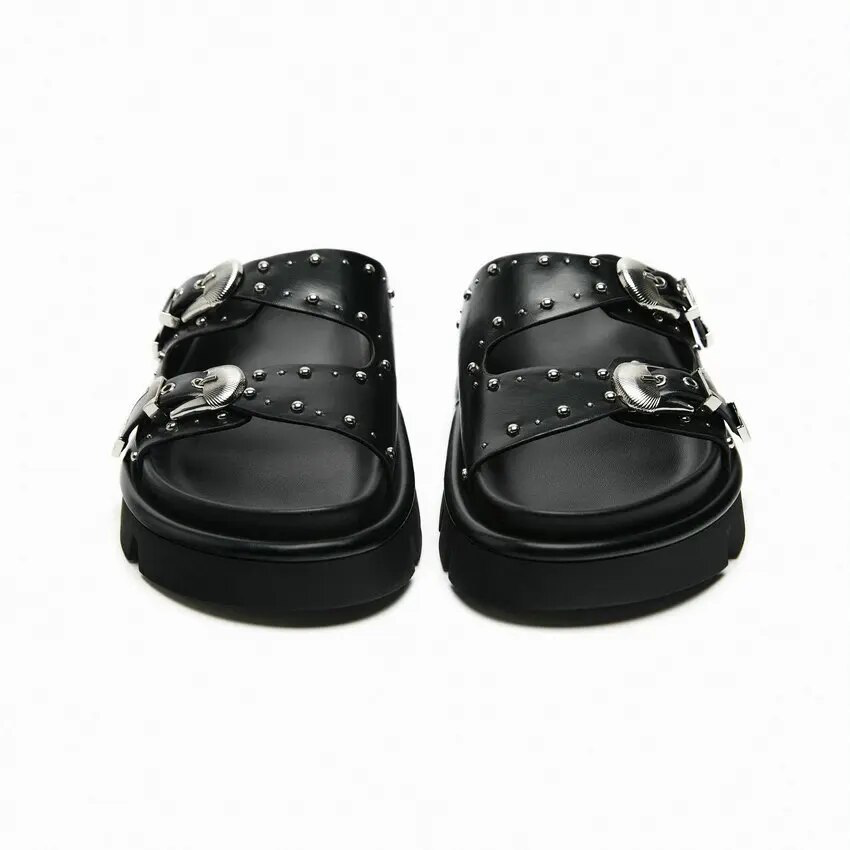 open toe slipper color black size 6.5 for women