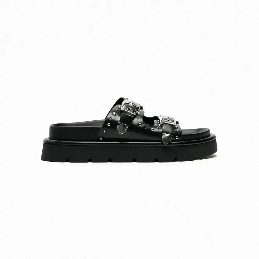 platform slipper color black size 7 for women