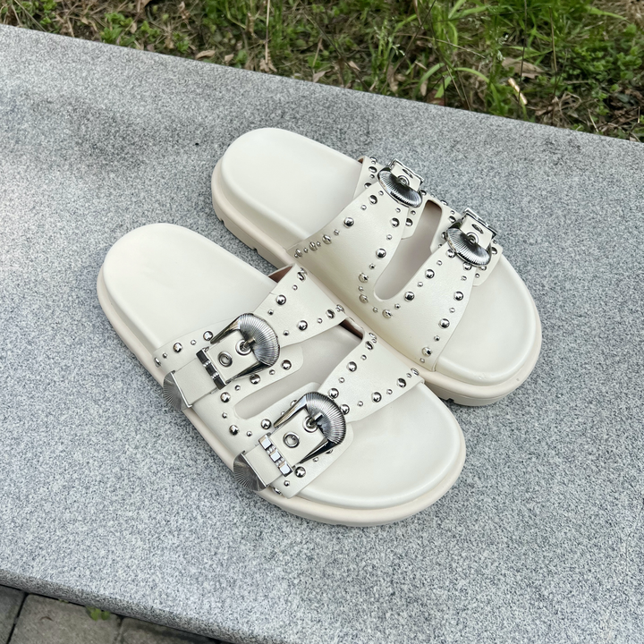 leather slipper color beige size 5.5 for women