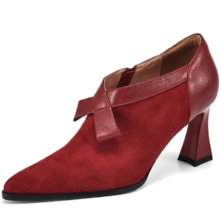 leather pumps color red size 5 for women