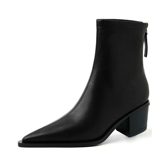 leather boots color black size 5 for women