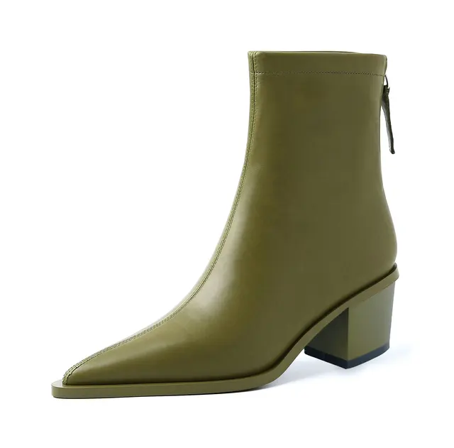 pointed toe boots color green size 5 for women