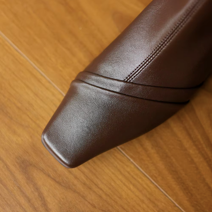 USS Shoes Ramona Back Zip Low Heels Leather Ankle Booties
