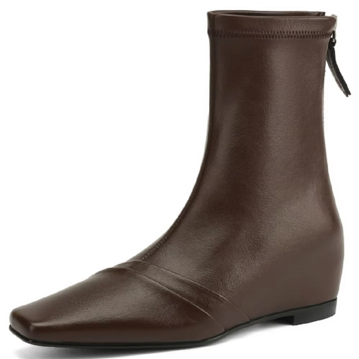 USS Shoes Ramona Back Zip Low Heels Leather Ankle Booties