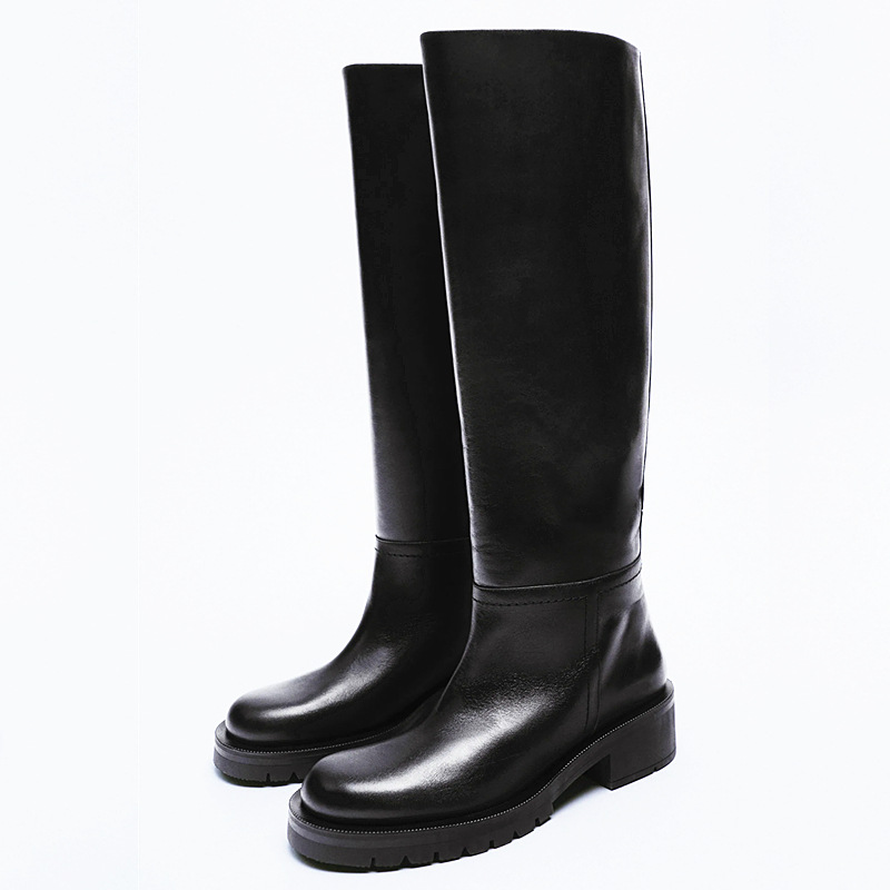 round toe boots color black size 9 for women