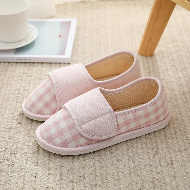 cotton fabric slipper color pink size 6 for women