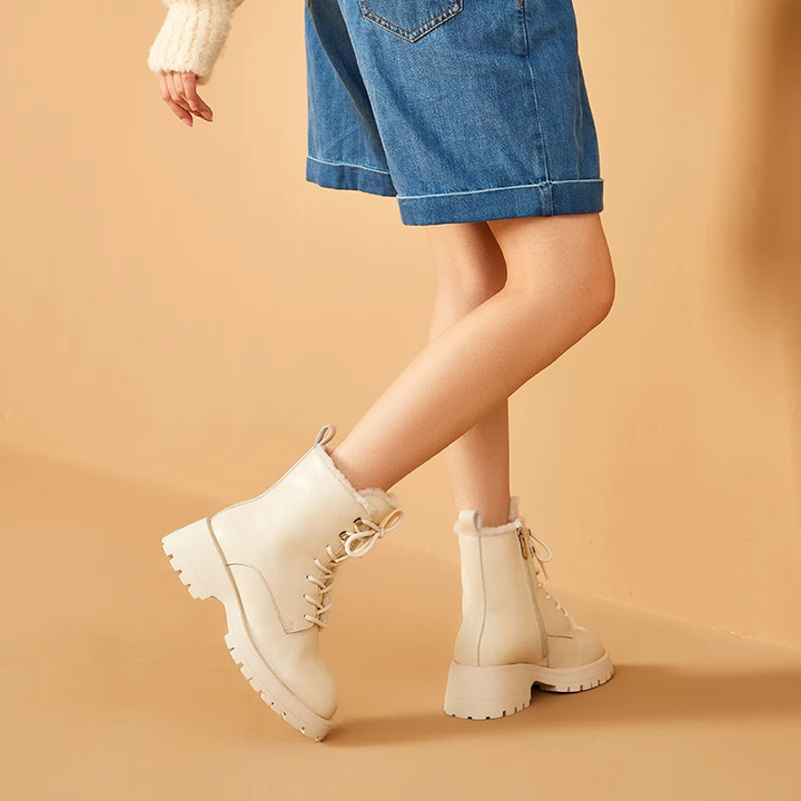 platform boots color beige size 8 for women