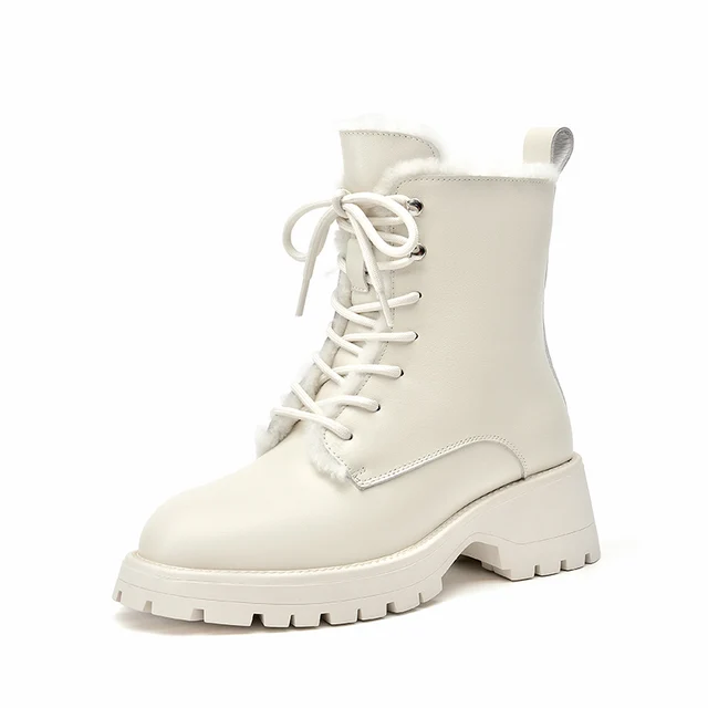 leather boots color beige size 6 for women