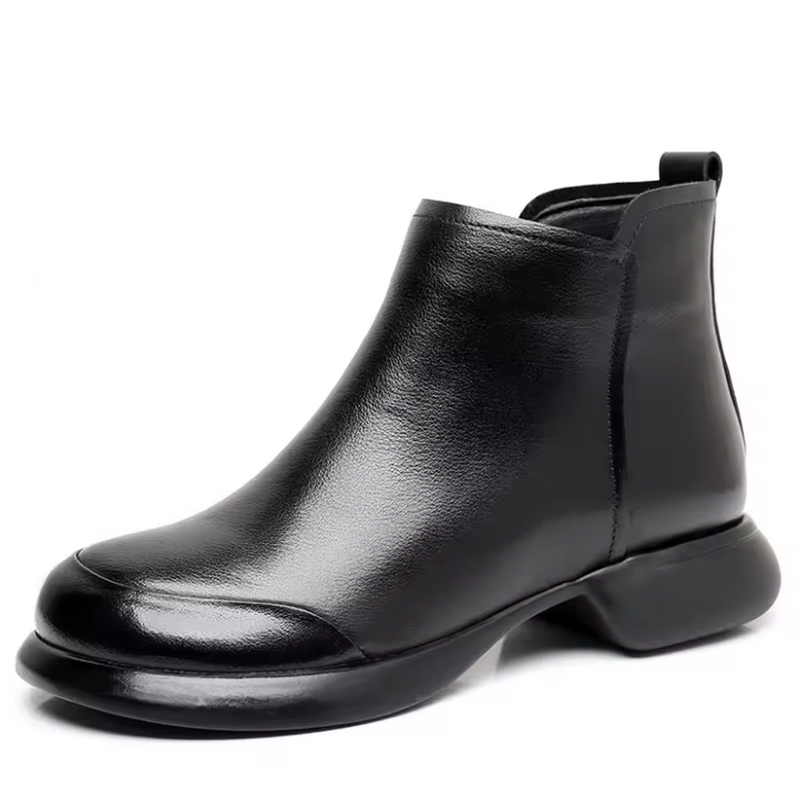 leather ankle boots color black size 5 for women