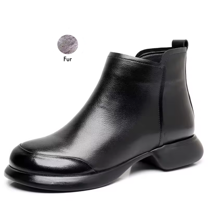 fur ankle boots color black size 5.5 for women