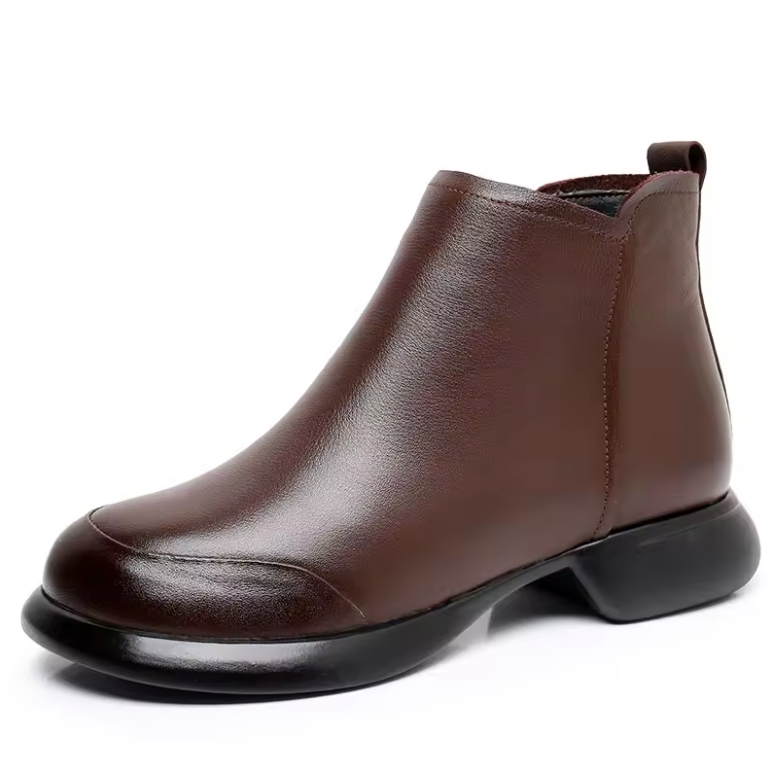 leather ankle boots color brown size 6 for women