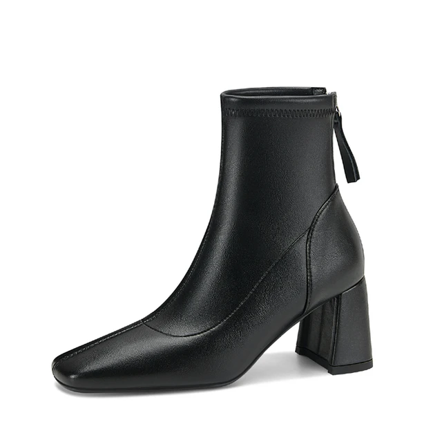 square toe ankle boots color black size 7 for women