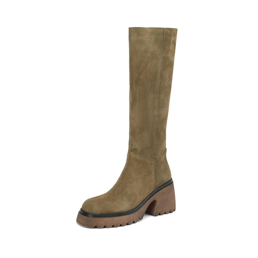 platform boots color green size 8 for women