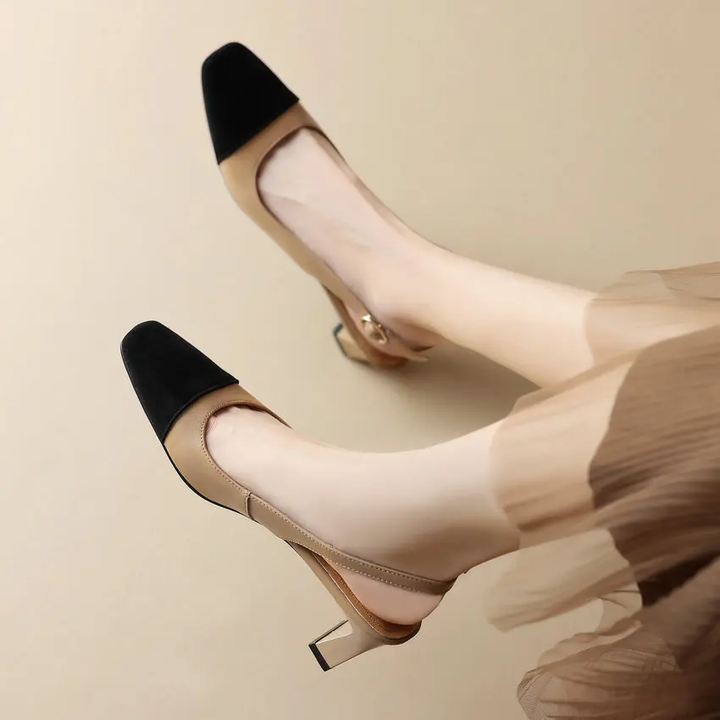 leather pumps color apricot size 5 for women