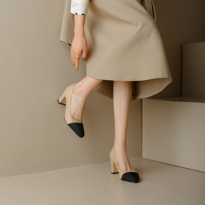 square heel pumps color apricot size 6.5 for women