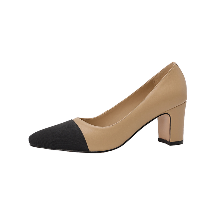 leather pumps color apricot size 5 for women
