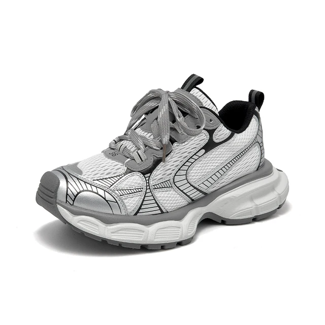 breathable sneakers color silver size 6 for women