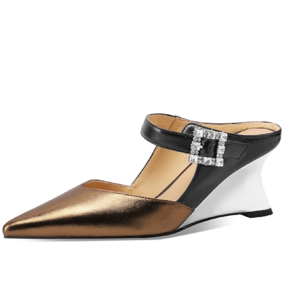 pointed toe mules color bronze size 7 for women