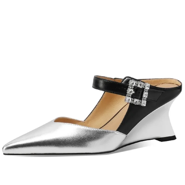 party mules color silver size 6 for women