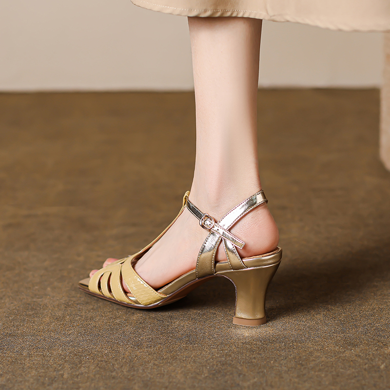 heel sandals color yellow size 8.5 for women