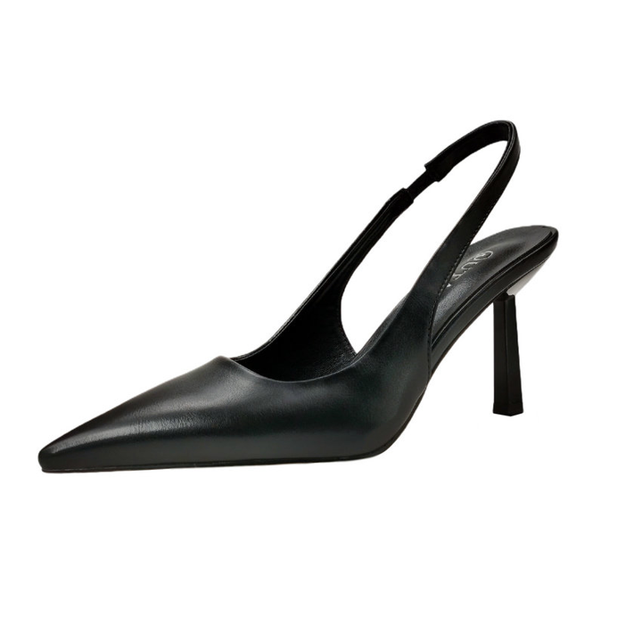 leather pumps shoes color black size 5 for women