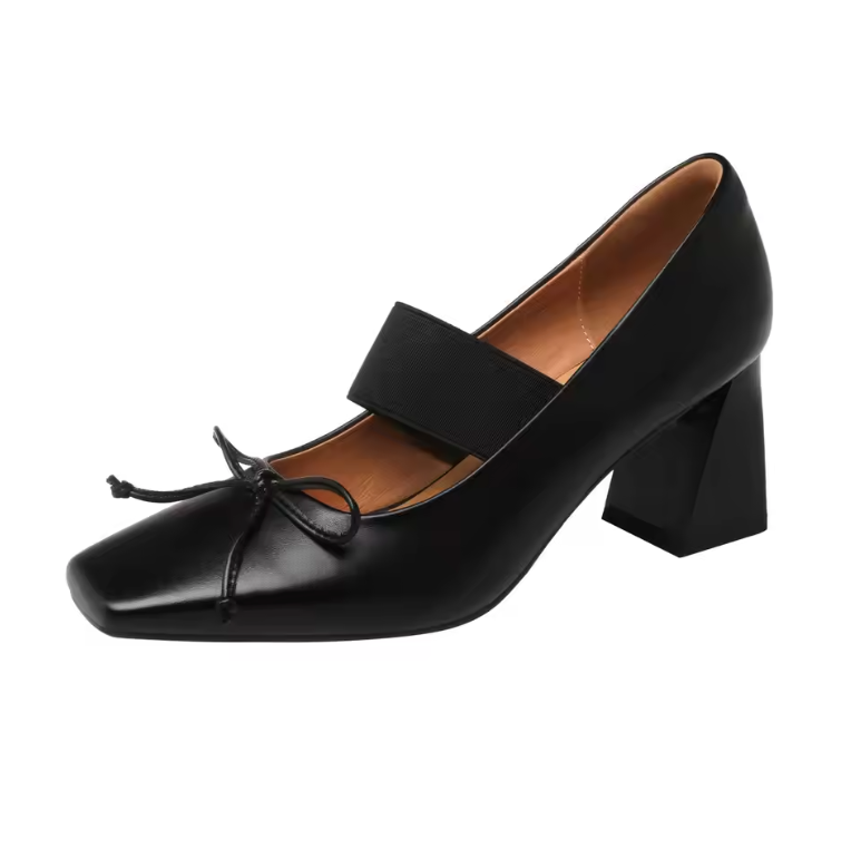 leather pumps color black size 5 for women