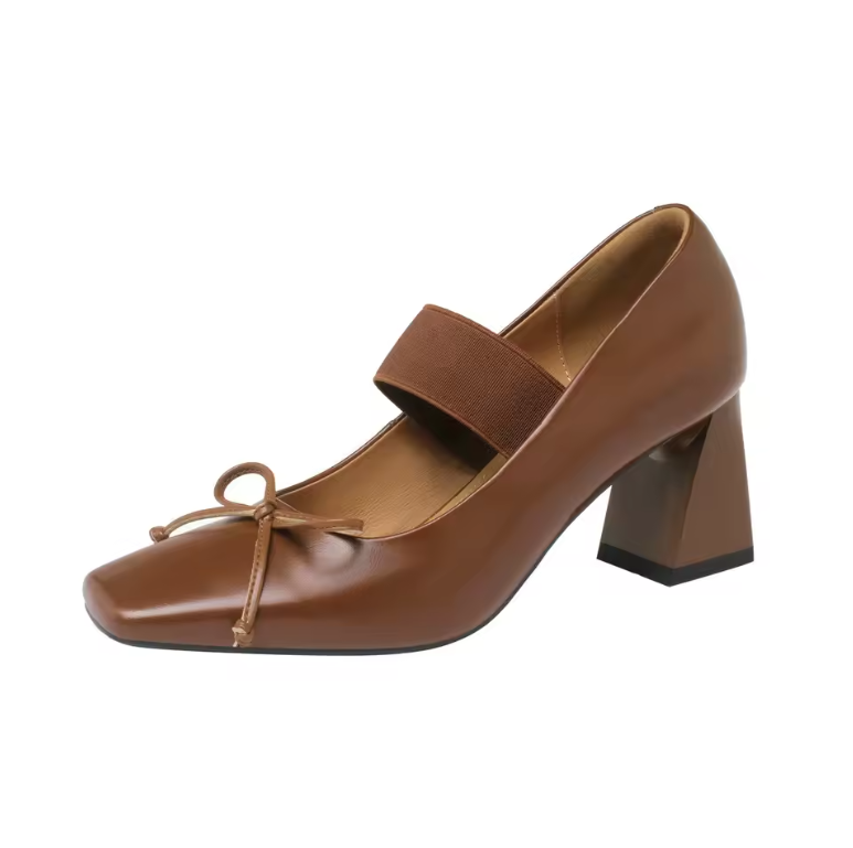 leather pumps color brown size 6 for women