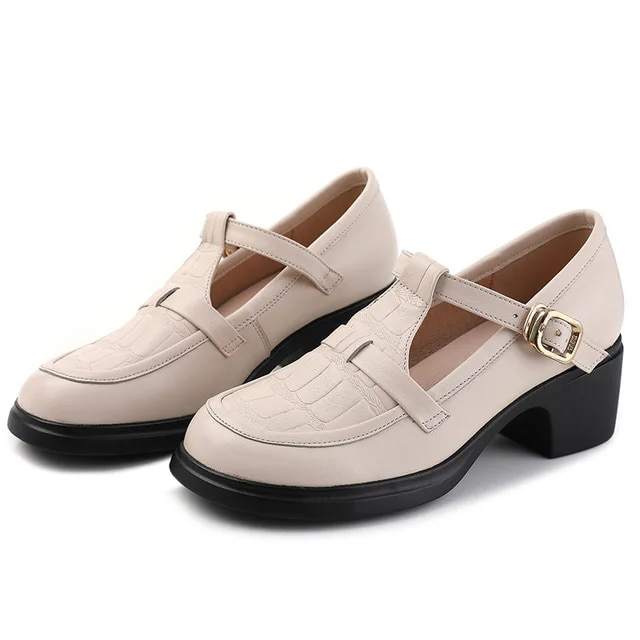 leather pumps color beige size 5 for women
