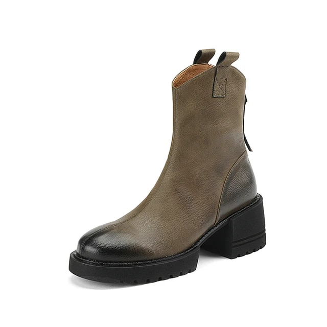 leather boots color green size 6 for women