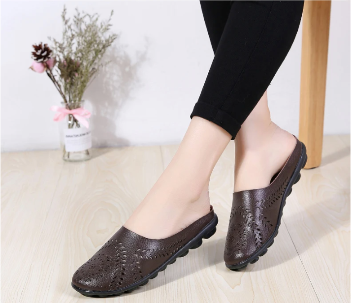 leather mule color brown size 8.5 for women