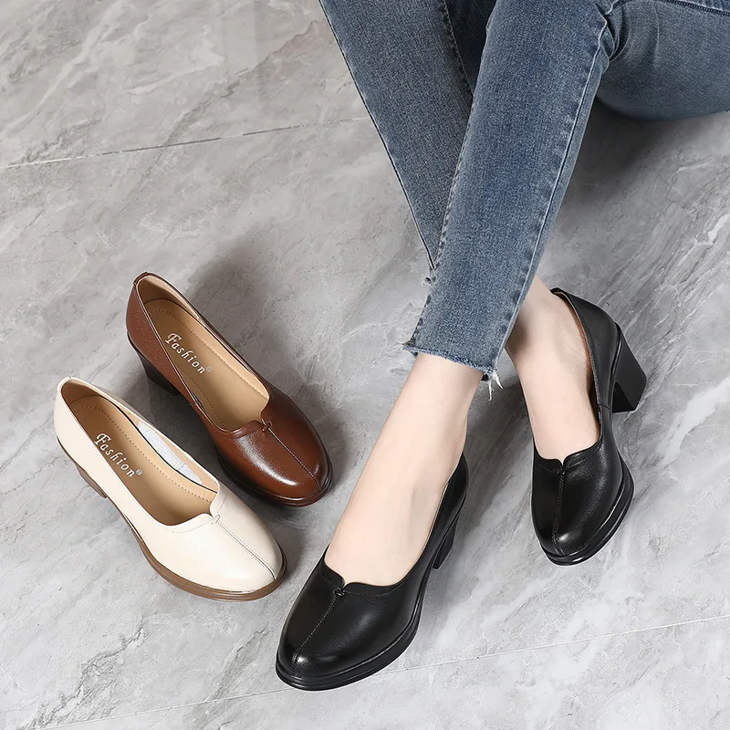round toe pumps shoes color black size 7 for women