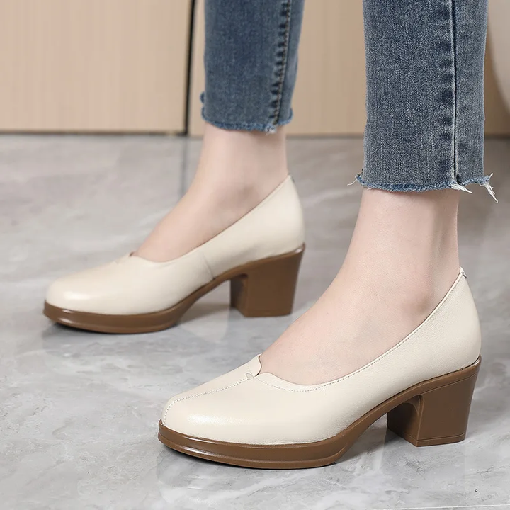 slip on pumps shoes color beige size 8.5 for women