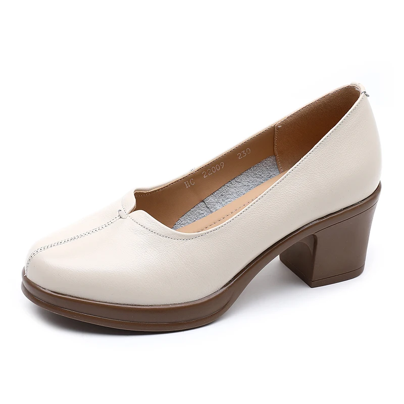 square heel pumps shoes color beige size 6 for women