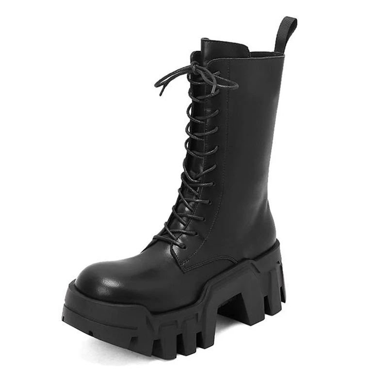 platform combat boots color black size 7 for women