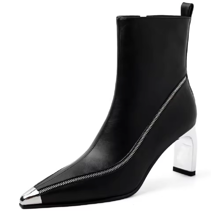 USS Shoes Sonia Leather Pointed Toe Zipper Ankle Boots