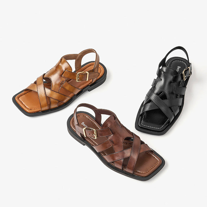 summer sandals color coffee size 6 for women