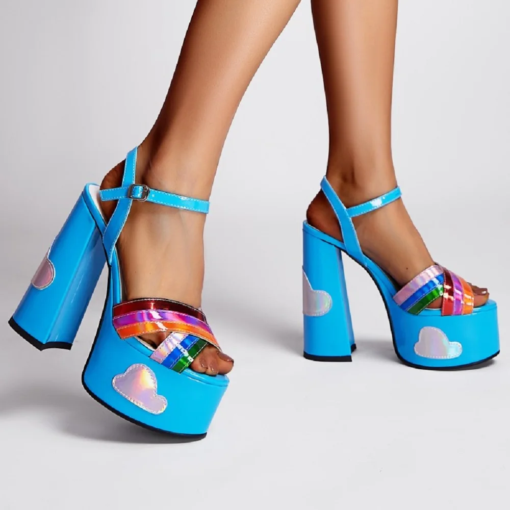 open toe sandals color sky size 6 for women