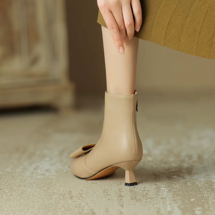 heel kitten boots color beige size 6.5 for women