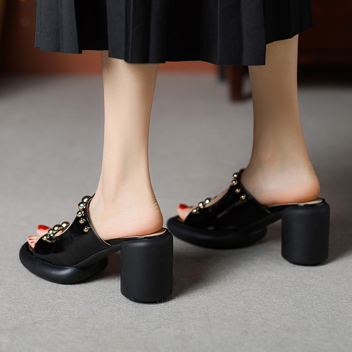 high heel sandals color black size 8.5 for women