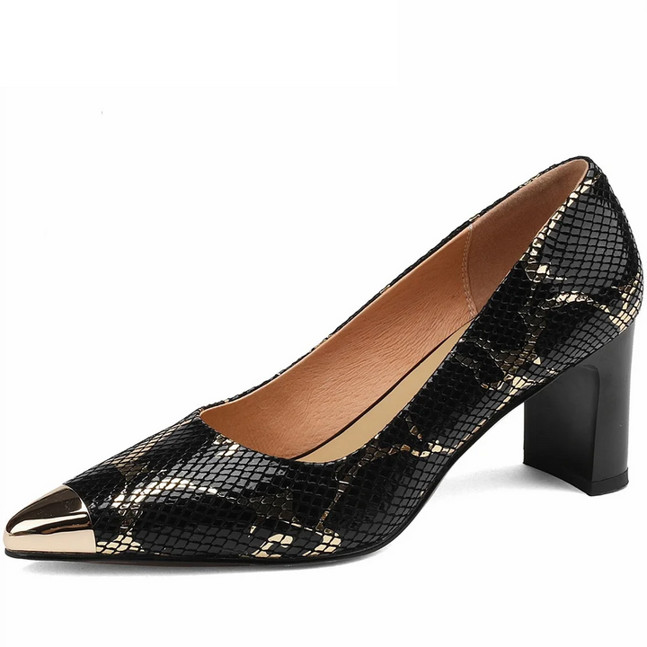 leather pumps shoes color black size 5 for women