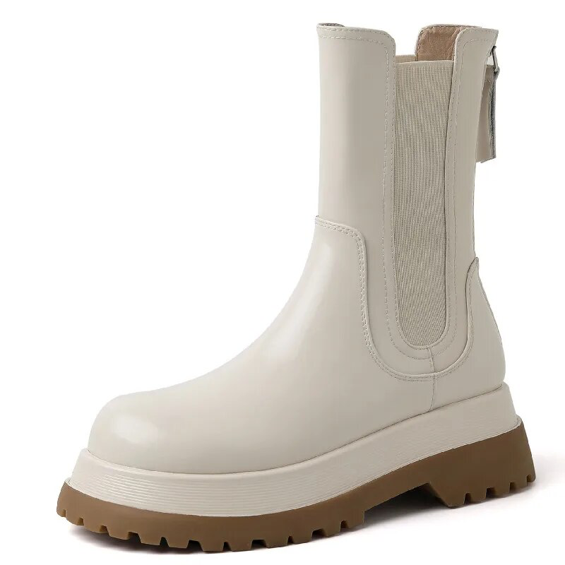 platform boots color beige size 5 for women