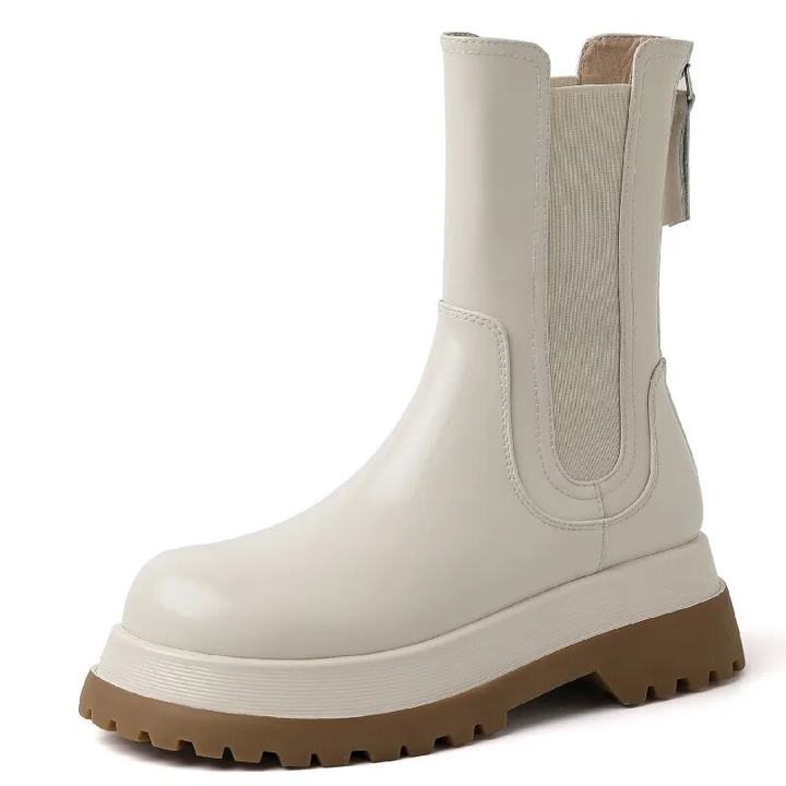 platform boots color beige size 5 for women