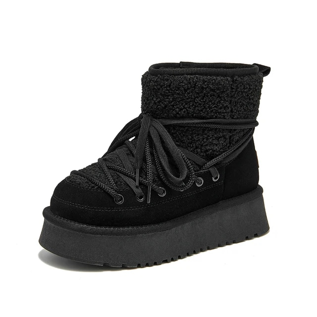 platform winter boots color black size 6.5 for women