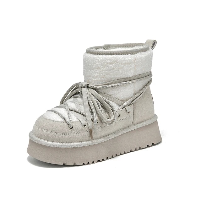 leather snow boots color gray size 7.5 for women
