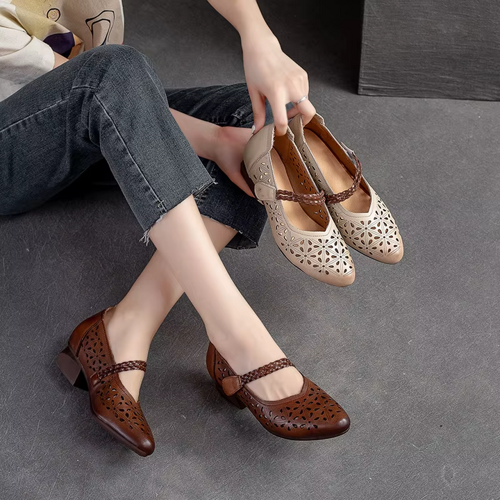 round toe pumps color beige size 6 for women