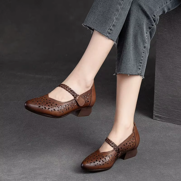 square heel pumps color brown size 6.5 for women