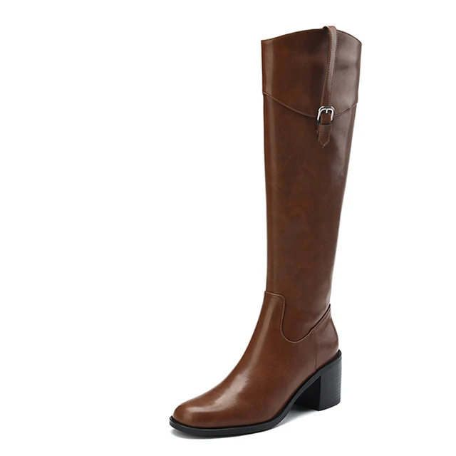 leather boots color brown size 6 for women
