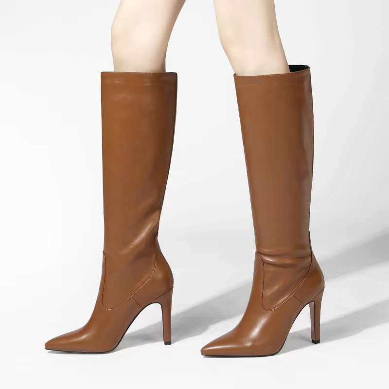 autumn leather boots color black size 7 for women