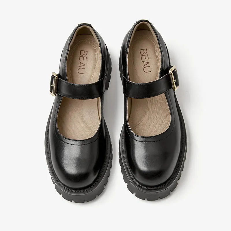 round toe platform shoes color black shoes size 7.5 for women
